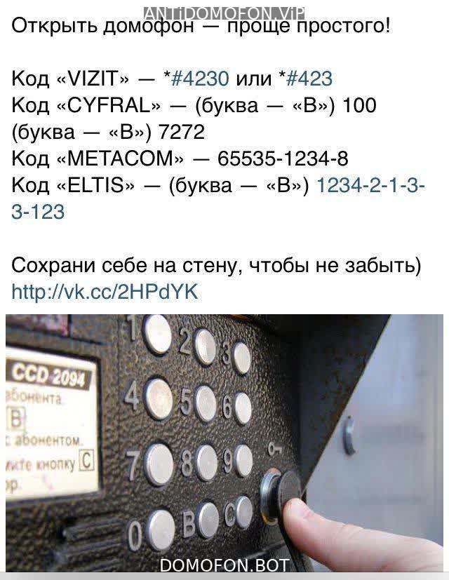 Код для открытия подъезда Калуга